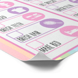 Checklista för Unicorn Daily Nnight & Morgon Routi Poster