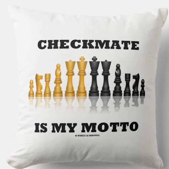 Checkmat är min uppsättning för motto-reflekterand kudde (Chess players & Grandmasters will enjoy this reflective chess set chess saying throw pillow)