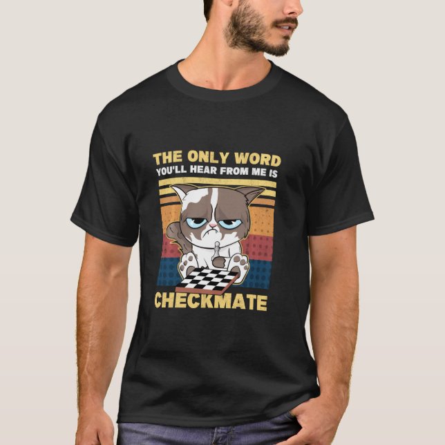 Checkmate Cat Kitten Retro Chess Player Chess Lov T Shirt (Framsida)