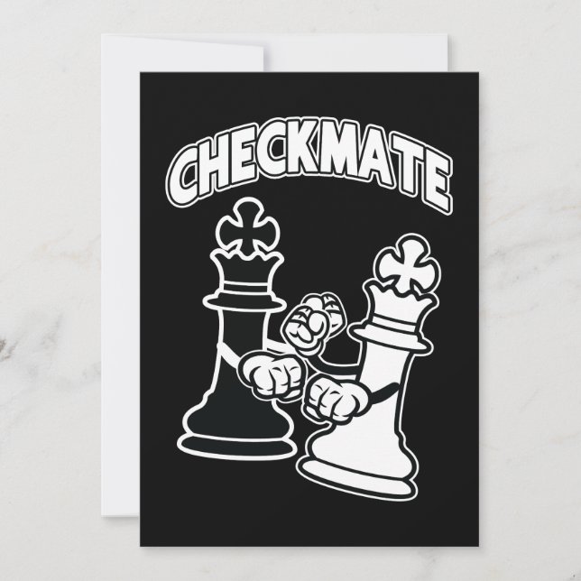 Checkmate Chess Tournament Art Black and White Inbjudningar (Framsida)