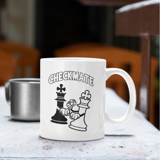 Checkmate Chess Tournament Art Black and White Kaffemugg (Checkmate Chess Tournament Art Black and White Coffee Mug)