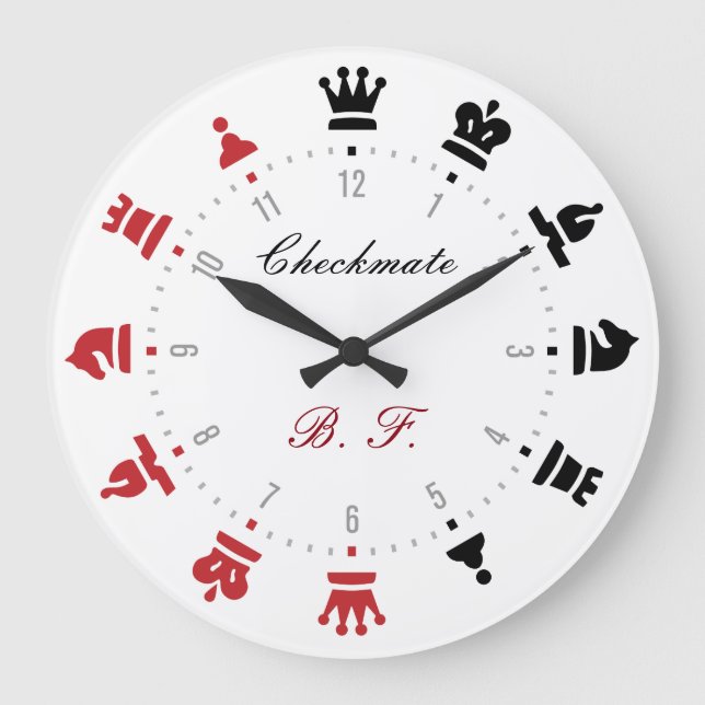 Checkmate Chess Wall Clock Red and Black Stor Klocka (Framsida)