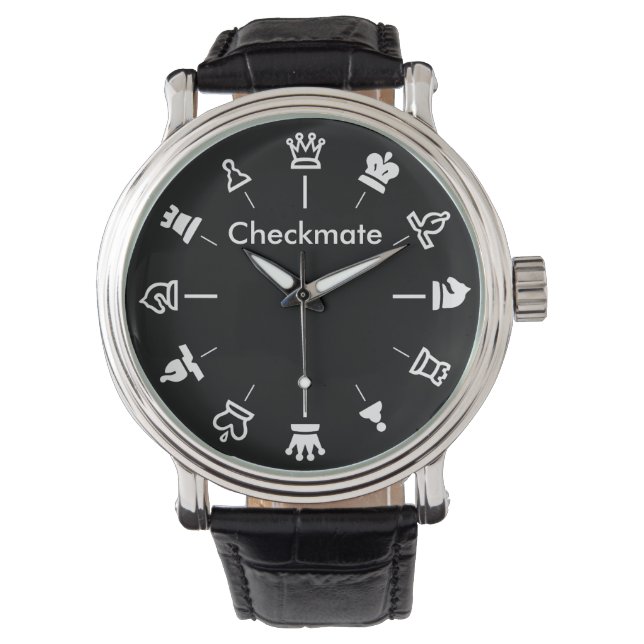 Checkmate Chess Watch - på svart Armbandsur (Framsida)