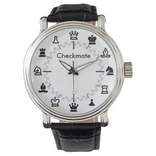 Checkmate Chess Watch - schackbräde på vitt Armbandsur
