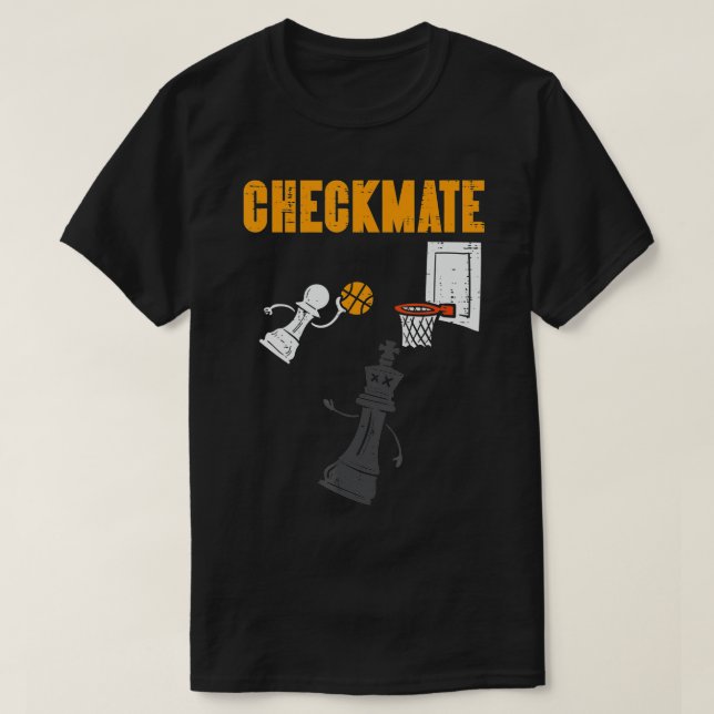 Checkmate Pawn Basketball Dunk på Kung Chess-spele T Shirt (Design framsida)