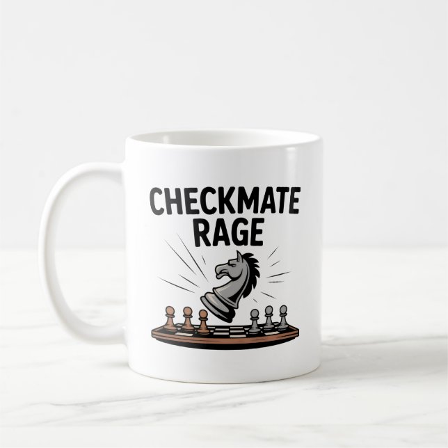 Checkmate Rage Mug – Funny Chess Gift for gamers Kaffemugg (Vänster)