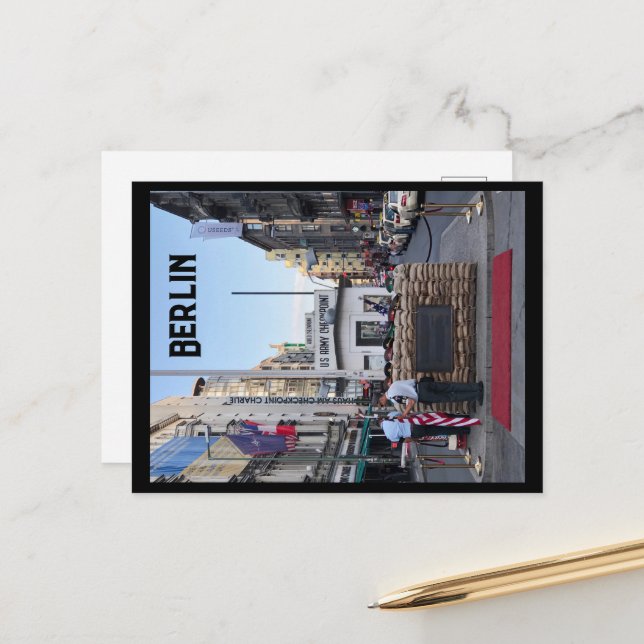 Checkpoint Charlie Berlin | Färg Version Vykort (Fram/Back In Situ)