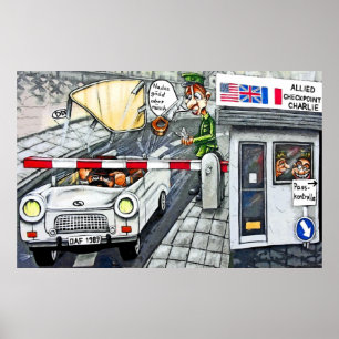 Checkpoint Charlie, Berlin, Tecknad (stor) Poster