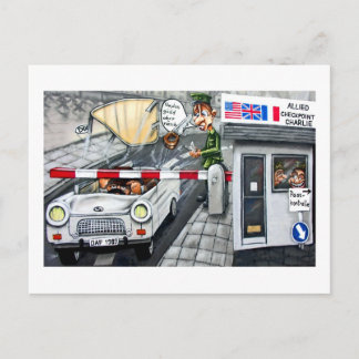 Checkpoint Charlie,Berlin, Tecknad Vykort