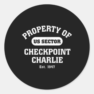 Checkpoint Charlie Kall Krig Berlin Wall Öster Ger Runt Klistermärke