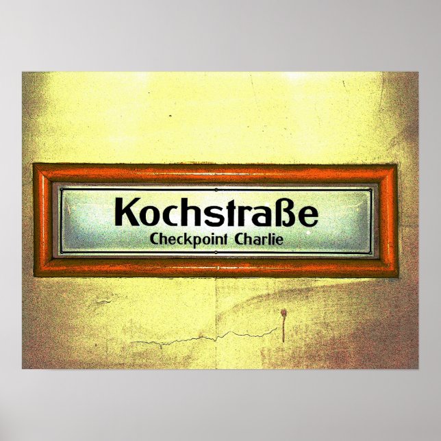 Checkpoint Charlie, Kochstrabe, Gult och Orange Poster (Framsidan)