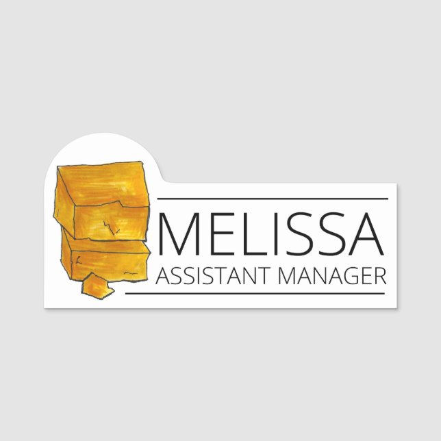 Cheddar Cheese Dairy Cheesemonger Livsmedel Store Namnbricka (Framsida)