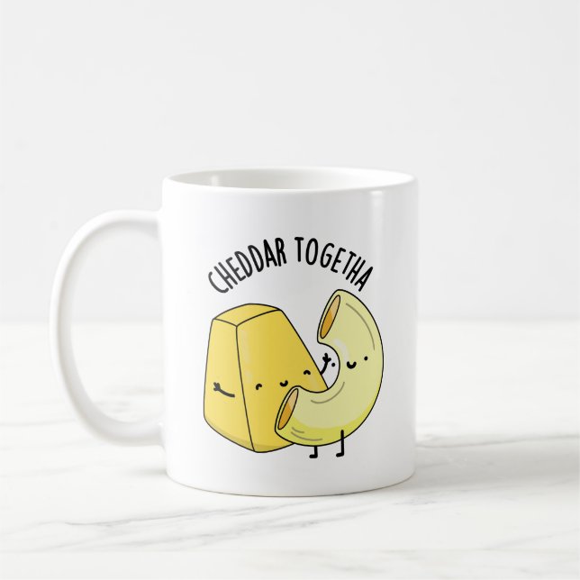 Cheddar Tillsammans Roligt Mat Pun Kaffemugg (Vänster)