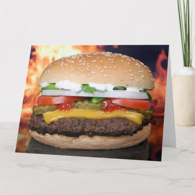 CHEEEBURGER BIRTHDAY FUNNY HAMBURGER BIRTHDAY CARD KORT (Framsida)