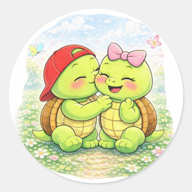 Cheek Kiss Runt Klistermärke (Framsida)