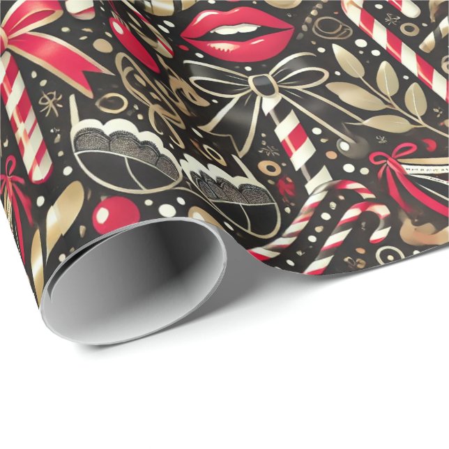 Cheeky and Elegant Adult Christmas Wrapping Paper Presentpapper (Rullad Hörn)