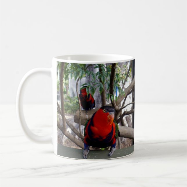 Cheeky Ansikte Rainbow Lorikeet Kaffemugg (Vänster)
