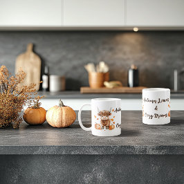 Cheeky Autumn Highland Cow Kaffemugg