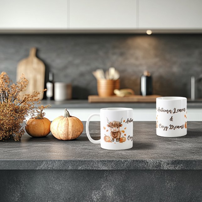 Cheeky Autumn Highland Cow Kaffemugg (Skapare uppladdad)