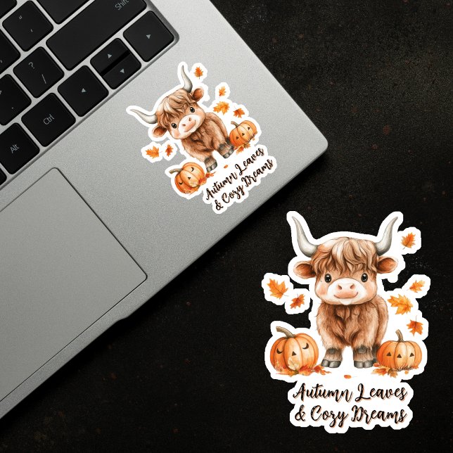 Cheeky Autumn Highland Cow Sticker Klistermärken (Skapare uppladdad)