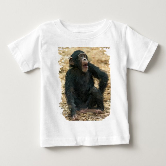 Cheeky baby chimp på lekkonsten t shirt (Framsida)