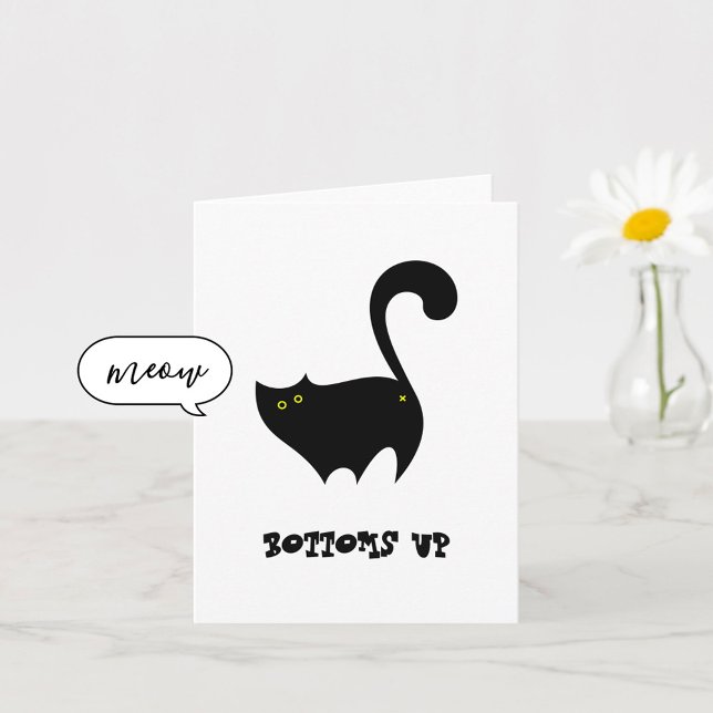 Cheeky Black Cat Grund Up Funny Birthday Kort (Skapare uppladdad)