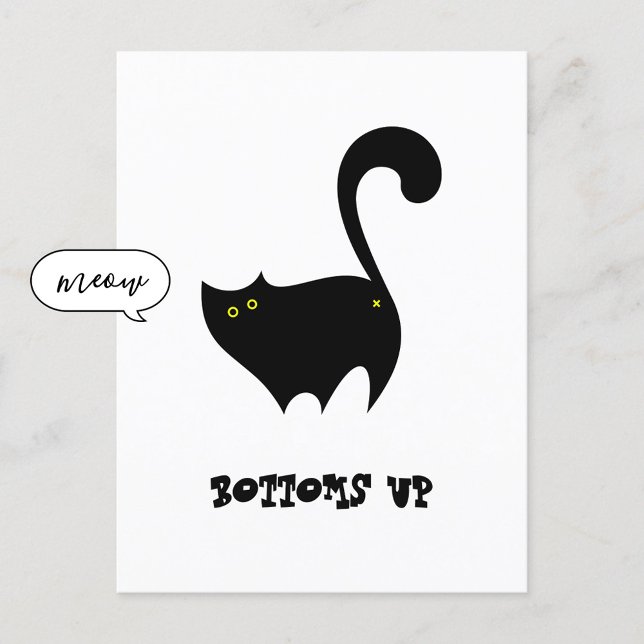 Cheeky Black Cat Grund Up Funny Vykort (Skapare uppladdad)