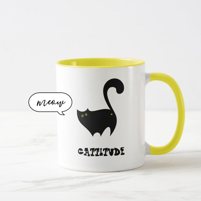 Cheeky Black Cat med CattiFunny Mugg (Skapare uppladdad)