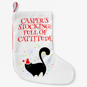 Cheeky Black Cat Santa Hat Cattige Liten Julstrumpa