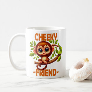 Cheeky Friend pun Cute Baby Monkey på träd tecknad Kaffemugg