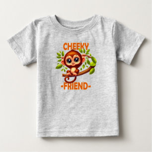 Cheeky Friend pun Cute Baby Monkey på träd tecknad T Shirt
