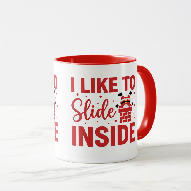 Cheeky I Like To Slide Inside Christmas Joke Mugg (Framsida höger)