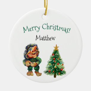 Cheeky jul Troll och Träd Delight Julgransprydnad Keramik