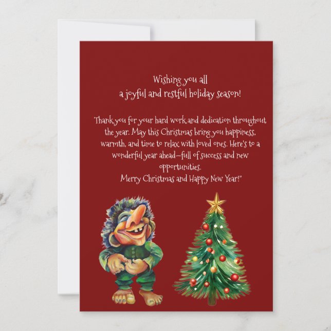 Cheeky jul Troll och Träd Delight Julkort (Framsida)
