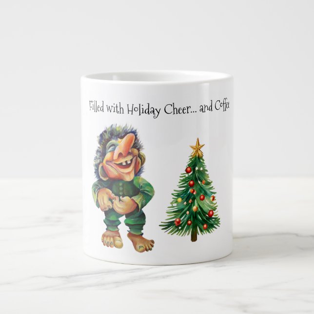 Cheeky jul Troll och Träd Delight Jumbo Mugg (Framsidan)
