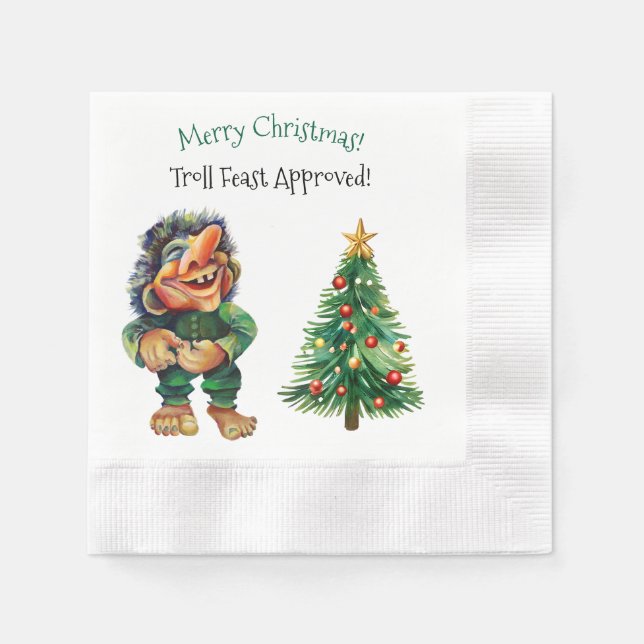 Cheeky jul Troll och Träd Delight Pappersservett (Framsidan)