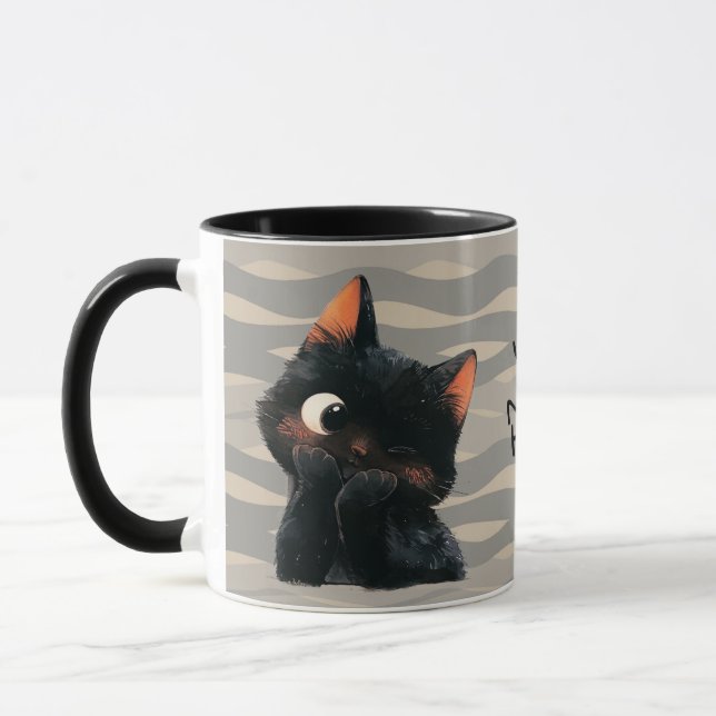 Cheeky Little Black Cat Mugg (Vänster)