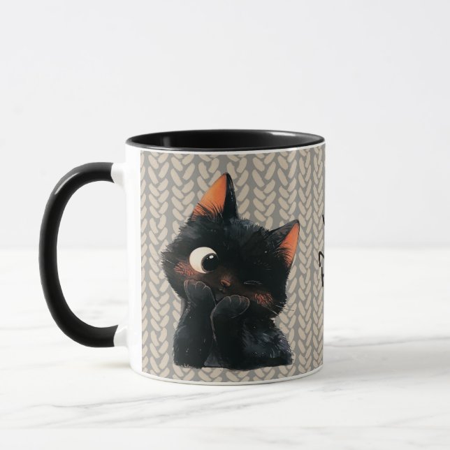 Cheeky Little Black Cat v3 Mugg (Vänster)