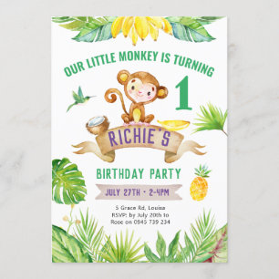 Cheeky Little Monkey-inbjudan, Zoo party Inbjudningar