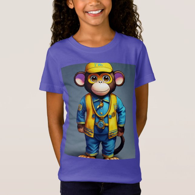 Cheeky Monkey 3rd Birthday Tee - Gult & Blue Cap (Framsida)