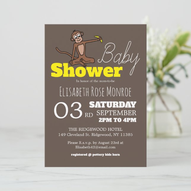 Cheeky Monkey, Baby Shower Inbjudningar (Stående Fram)