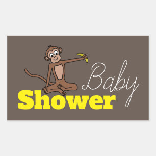 Cheeky Monkey, Baby Shower Rektangulärt Klistermärke
