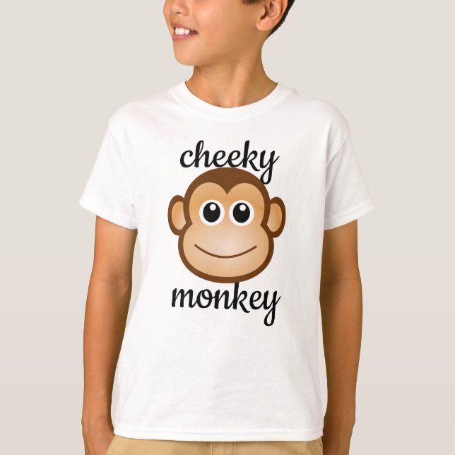 Cheeky Monkey Cute Chimp Brit T Shirt (Framsida)