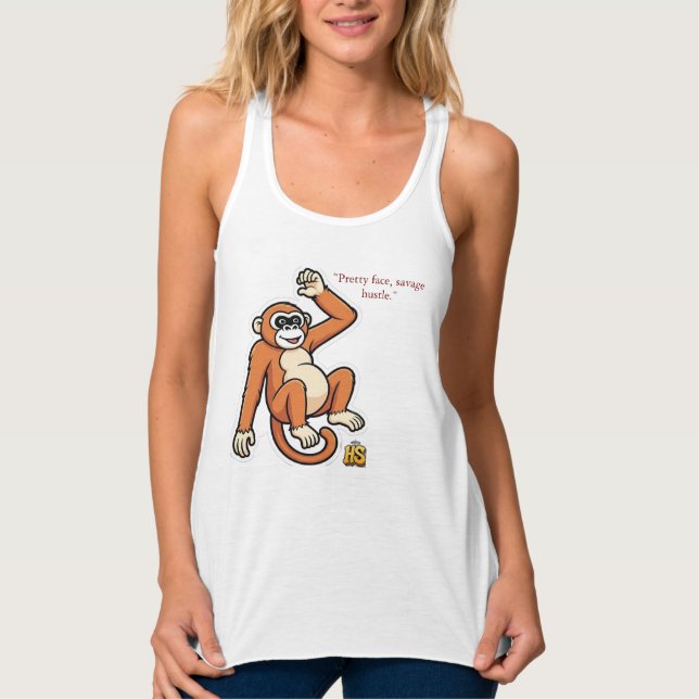 Cheeky Monkey Flowy Tank Top | Honest Sinner Women Linne Med Racerback (Framsida)