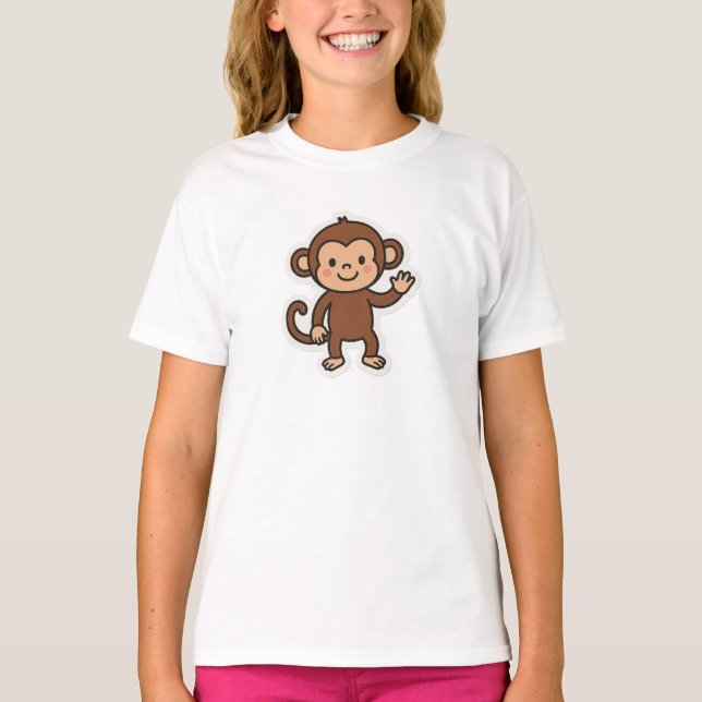 Cheeky Monkey Kids T-Shirt – Fun Jungle Animal Des (Framsida)