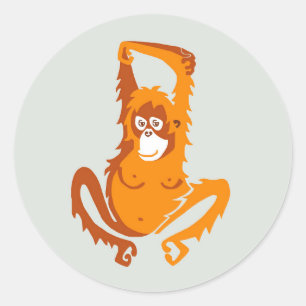 Cheeky monkey - ORANGUTAN -Ape -Wildlife - Runt Klistermärke
