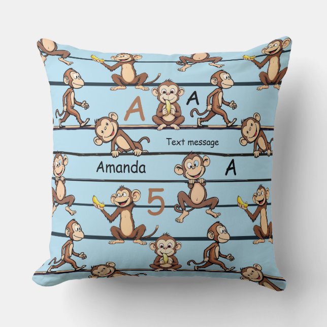 Cheeky Monkey Pattern Kudde (Framsida)