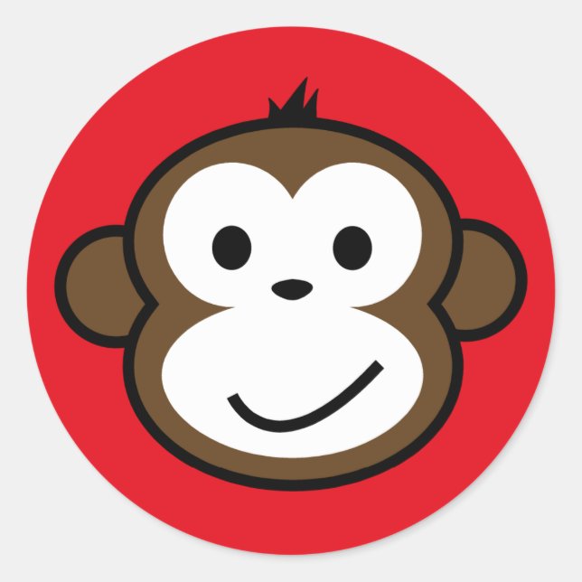 Cheeky Monkey Runt Klistermärke (Framsida)