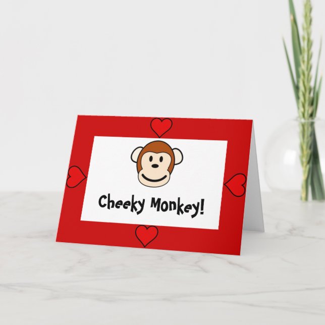Cheeky Monkey Valentines kort (Framsida)
