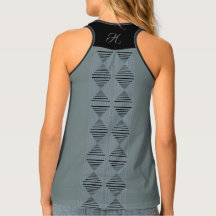 Cheeky Monogram Modern Argyle Blue-Tanktop